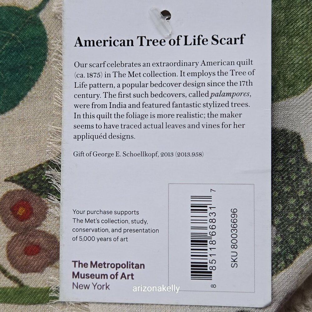 NWT The Met Tree of Life Scarf Modal/Cashmere Blend Square Quilting Museum - Picture 13 of 13